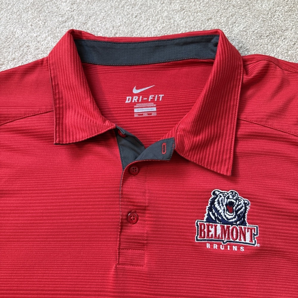 Nike Belmont Bruins Polo Shirt Mens XXL Dri Fit Red NCAA Basketball - Picture 4 of 9